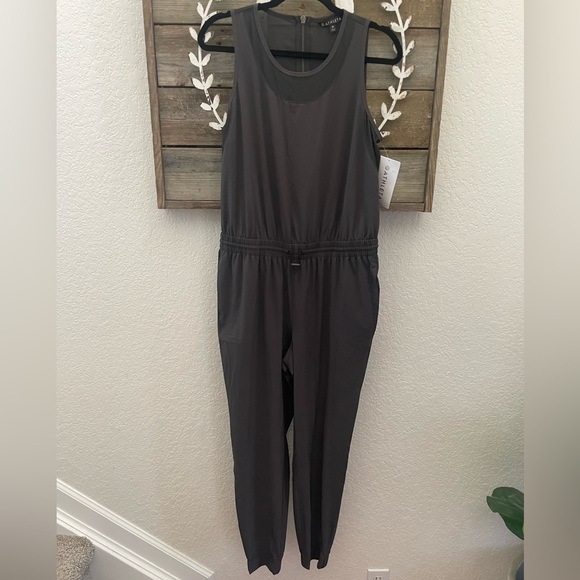 Athleta Hillside mesh romper jumpsuit gray size 10 NWT